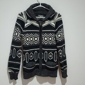 Warehouse One black and white small zip up cardigan
